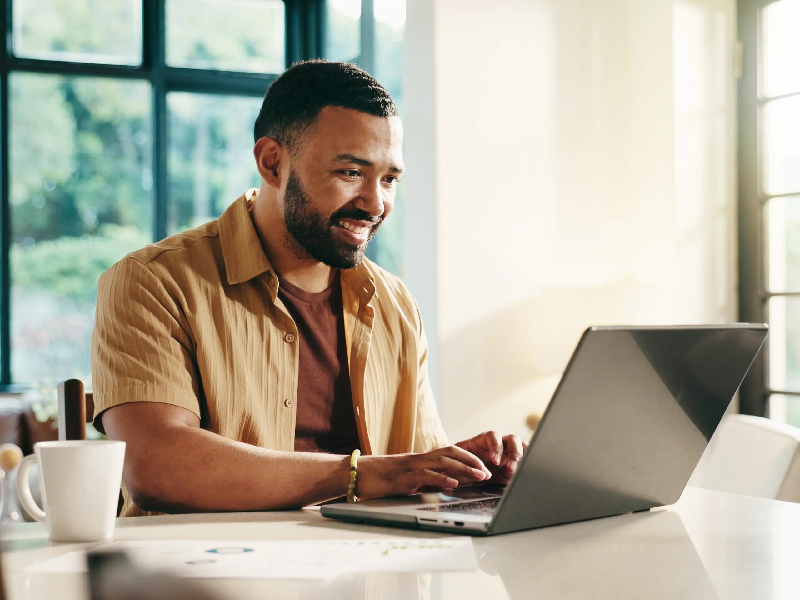 smiling businessman, laptop, electronic device
